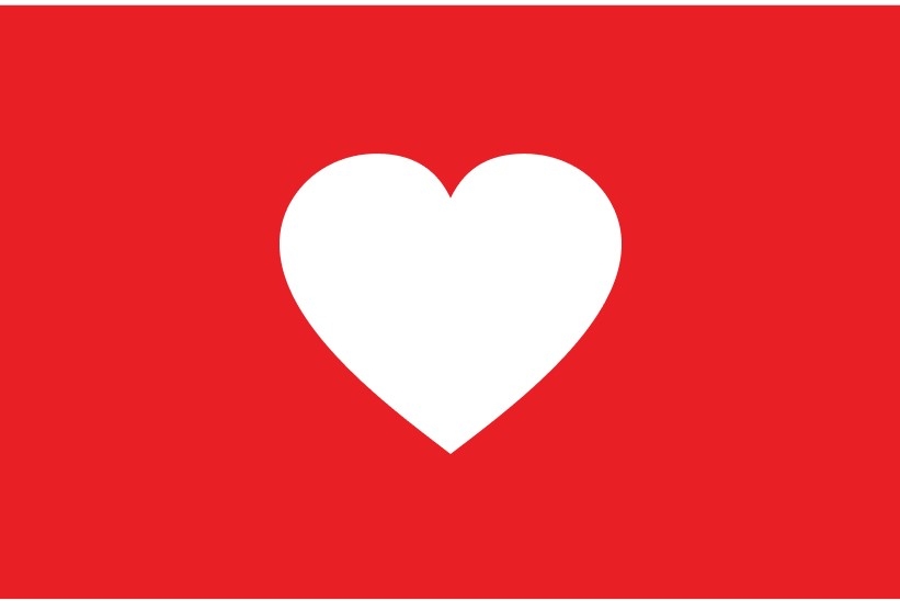 fehér szív ikon piros háttérrel