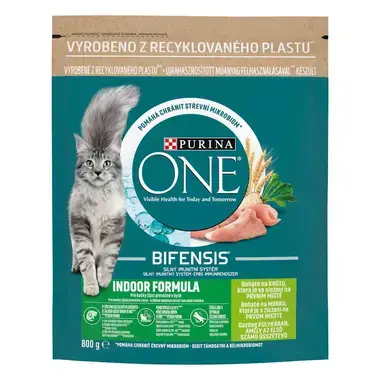 PURINA ONE Indoor Formula pulykában és teljes kiőrlésű gabonában gazdag száraz eledel felnőtt macskáknak