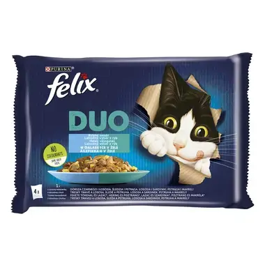 FELIX Fantastic Duo halas válogatás aszpikban nedves eledel felnőtt macskáknak