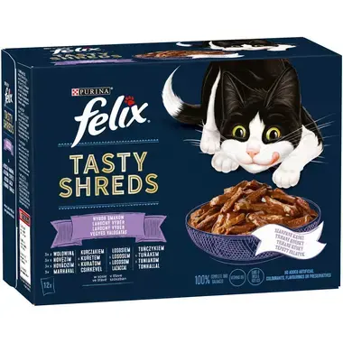 FELIX Tasty Shreds vegyes válogatás szószban nedves eledel felnőtt macskáknak